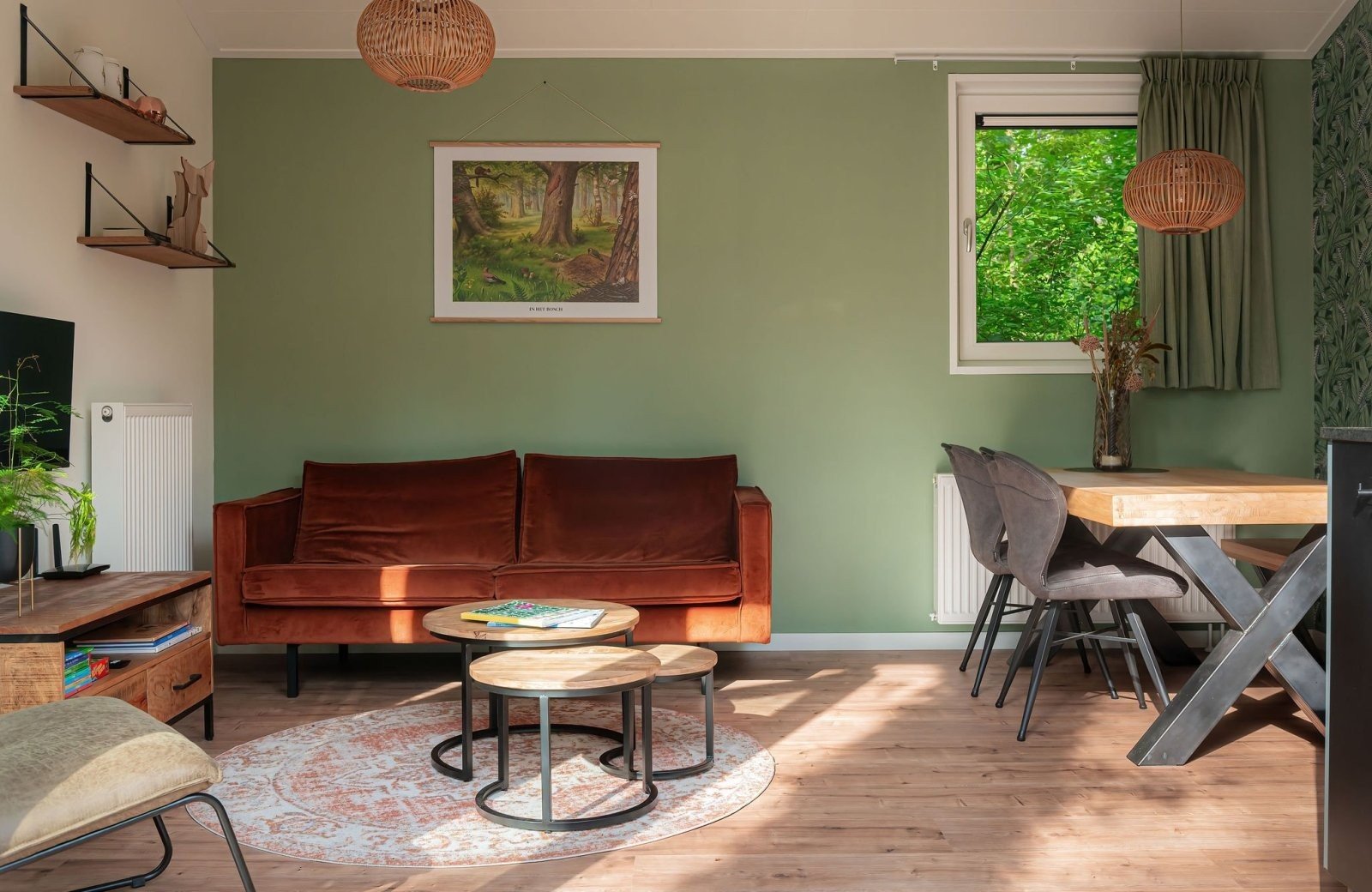 Woonkamer van Lodge De Groene Specht in Nunspeet