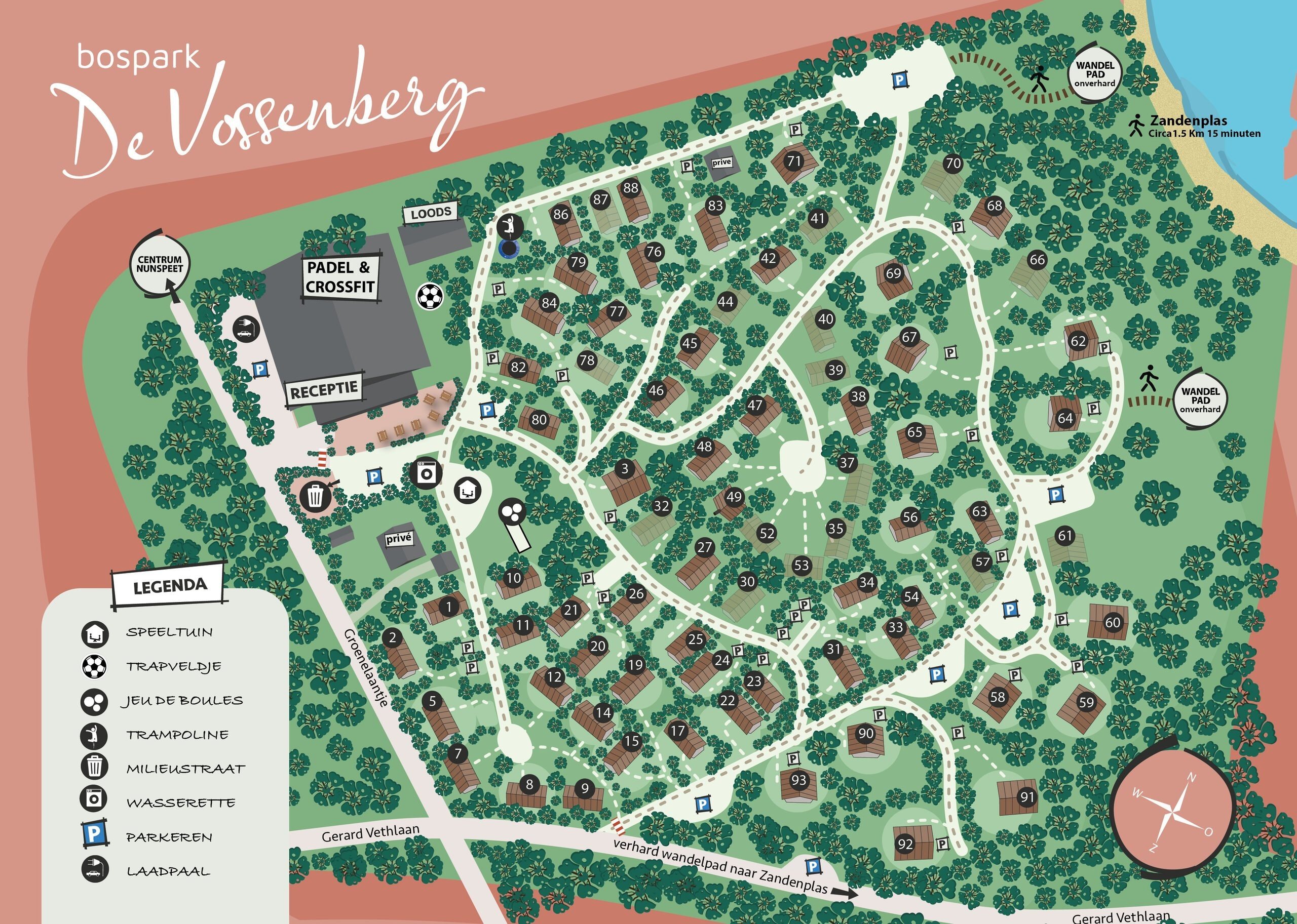 Plattegrond van Bospark De Vossenberg in Nunspeet